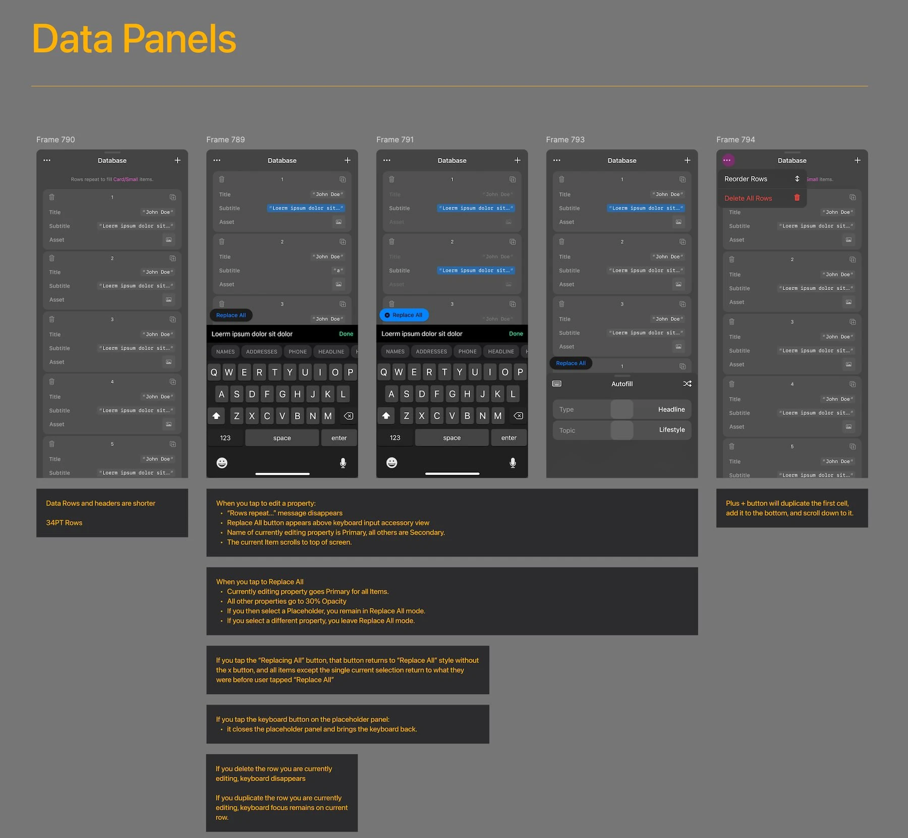 Play data configuration panel